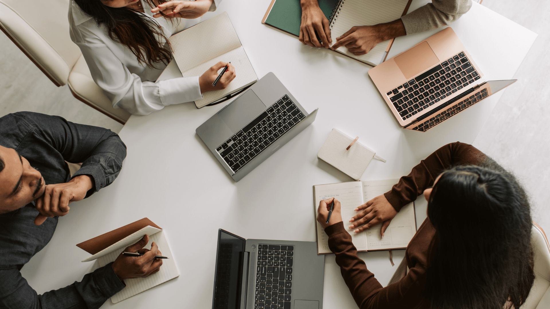 Professionals working together in a flexible office environment