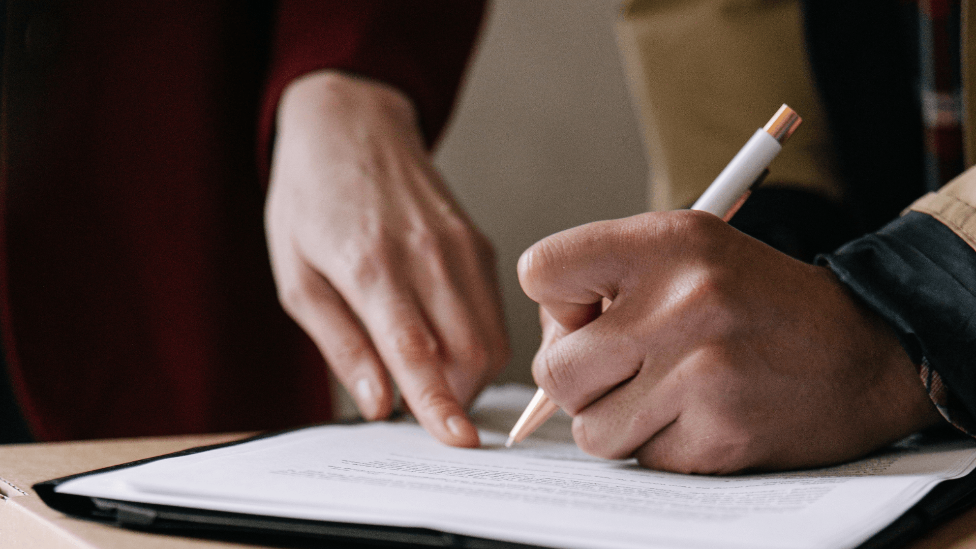 Lease agreement being signed for an office rental